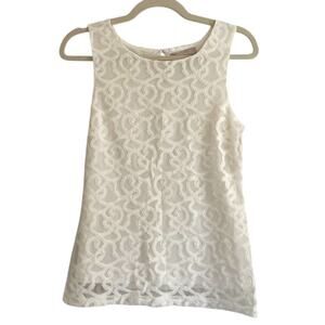 Banana Republic Ivory/Cream Sleeveless Blouse Tank Top Lace, Size S